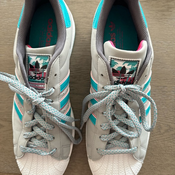 NEW Adidas Superstar Clam Shell Toe Gray Teal Pink Sz 11 D74369 2013 NWOB - Picture 8 of 10